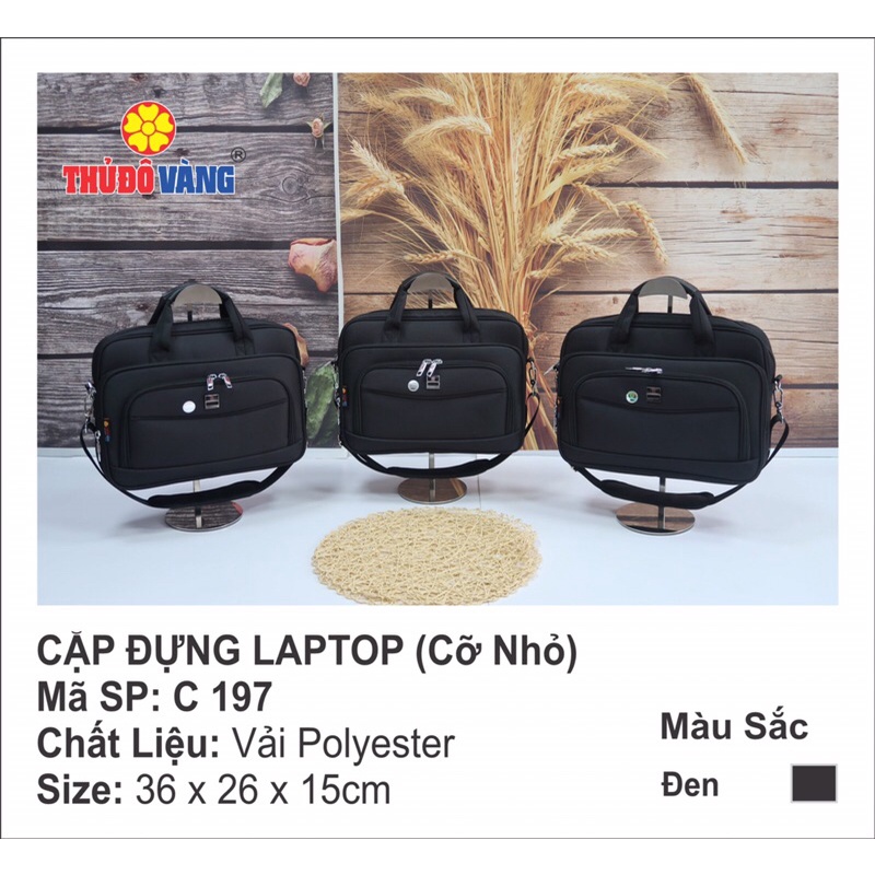 Cặp ngang đen THỦ ĐÔ VÀNG cỡ nhỏ mã C97cho sinh viên, công sở đựng máy tính laptop Hàng VN chất lượng cao