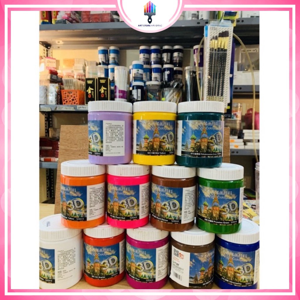 Màu Acrylic 500m - màu 3D. màu vẽ mỹ thuật