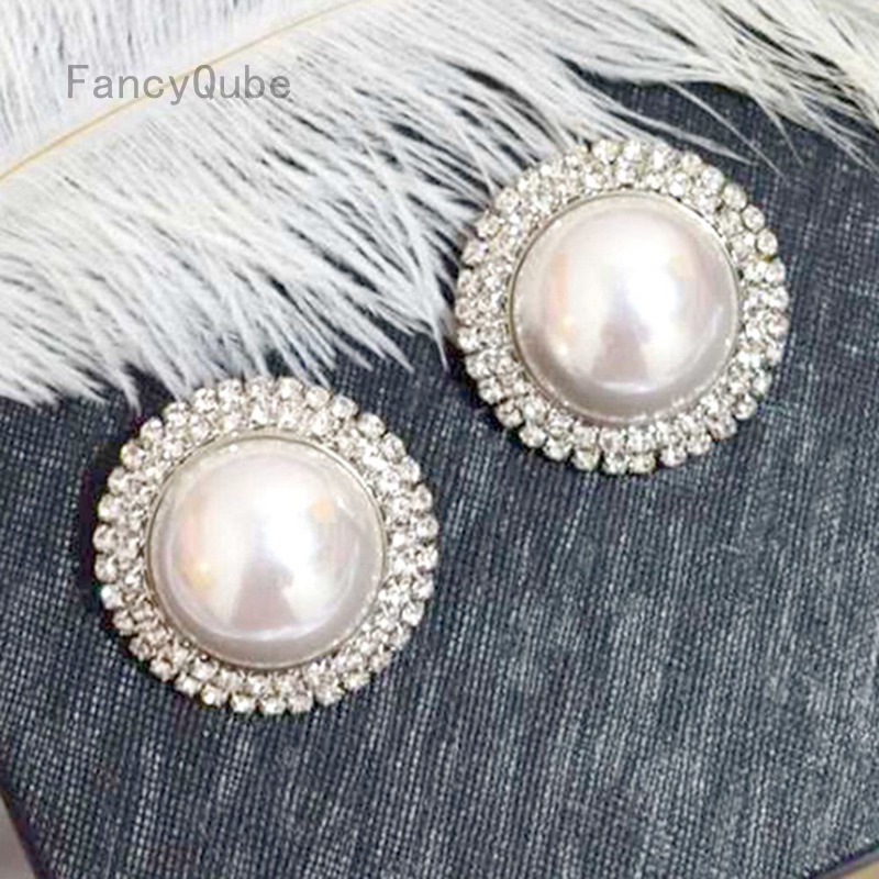 Bông tai đính đá và ngọc trai nhân tạo phong cách sang trọng cho nữ