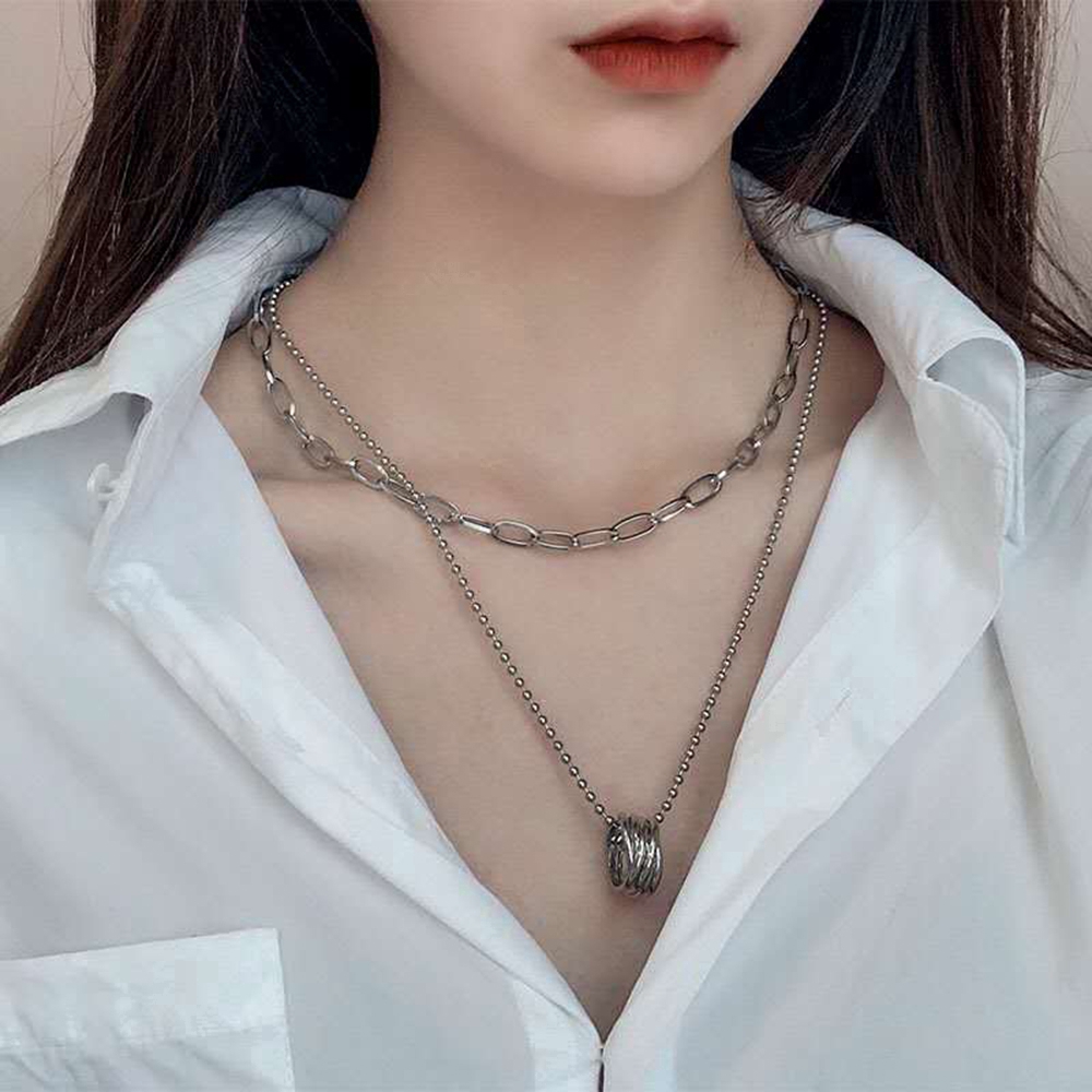 Vòng Cổ Choker Nhiều Lớp Mặt Nhẫn Thời Trang Cho Nữ