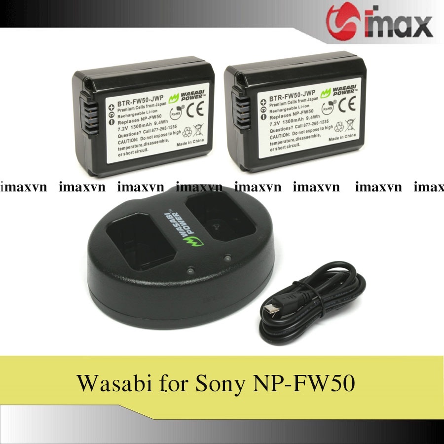 Bộ 2 pin + 1 sạc Wasabi for Sony NP-FW50