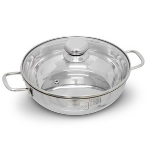 Nồi lẩu inox um xào 3 đáy Fivestar Standard inox 430 bếp từ nắp kính (24cm/26cm/28cm)- tặng 5 muỗng ăn