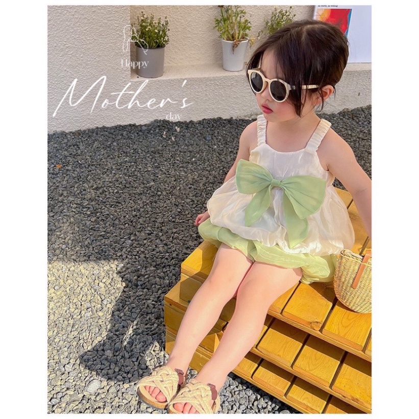 Bộ 2 dây bé gái chất tơ dễ thương, Bộ tơ sống quần bồng cho bé