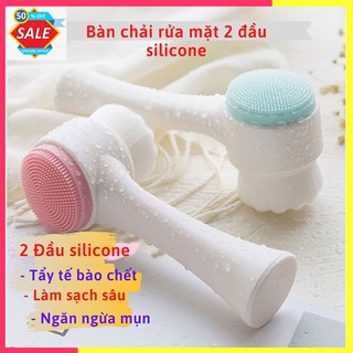 Bàn chải rửa mặt 2 đầu silicone- co rua mat hai dau sạch da hết mụn