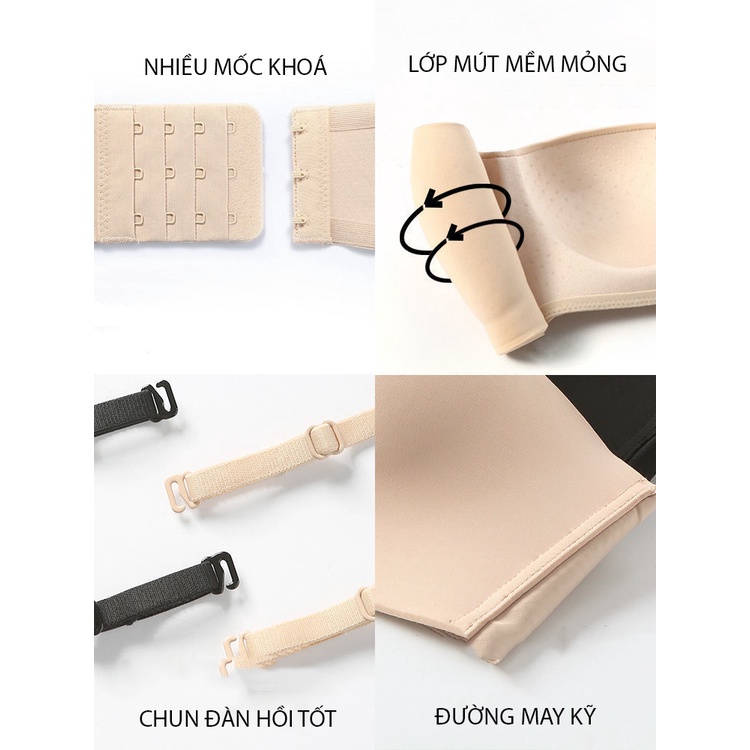 Áo ngực cúp ngang đúc su tạo khe BRALUNE , áo lót nữ quây nâng ngực có thể mặc không dây mã ANM-22