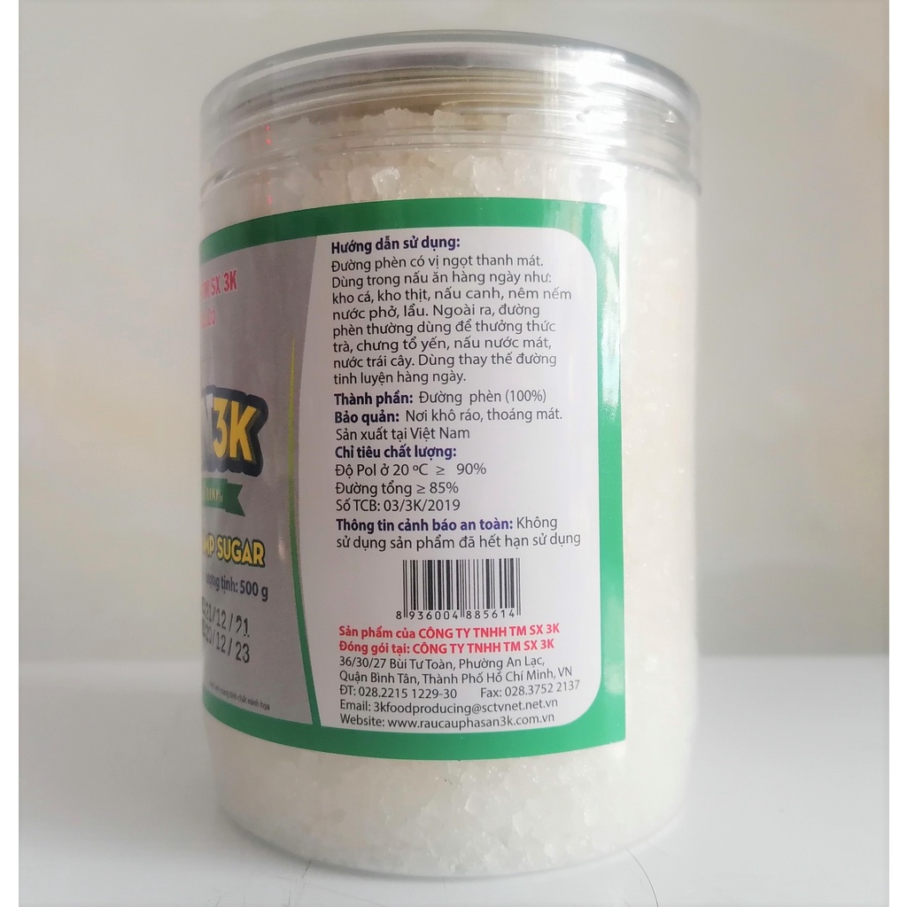 [Hộp 500g] ĐƯỜNG PHÈN HẠT NGUYÊN CHẤT [VN] 3K Lump Sugar (alc-hk)