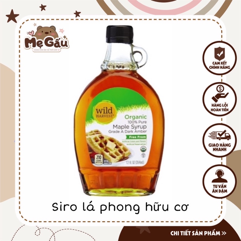 Siro syrup lá phong maple syrup hữu cơ Wild Havest