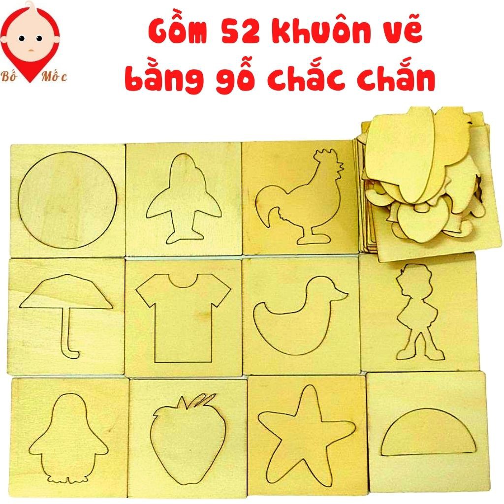 Đồ Chơi Khuôn Vẽ Bằng Gỗ Giúp Trẻ Phát Triển Tư Duy-  Đồ Chơi Sáng Tạo Cho Bé - Shop Bố Mốc