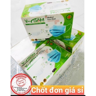 khẩu trang Y TẾ  4 LỚP KHÁNG KHUẨN cao cấp (50 CÁI) V-SAM SUPER ANTIBACTERIAL MASK