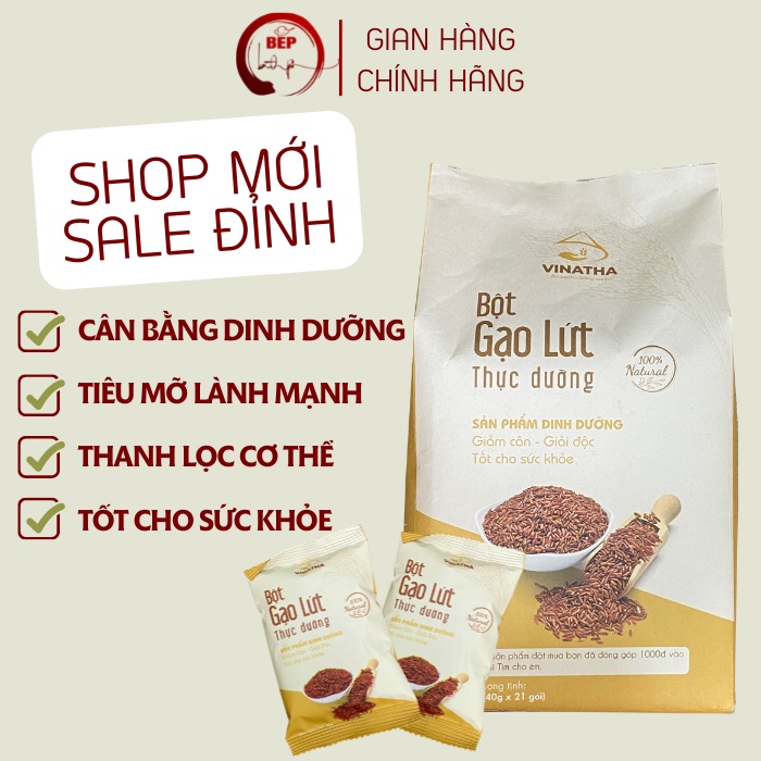 Bột Gạo Lứt Giảm Cân Vinatha Bếp Bình Yên - 21 gói nhỏ (40gr/gói)