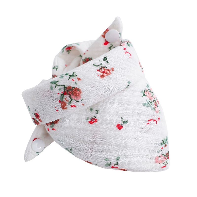 Yếm Ăn Tam Giác Bằng Vải Cotton In Họa Tiết Hoa Hoạt Hình Dành Cho Bé Trai Gái