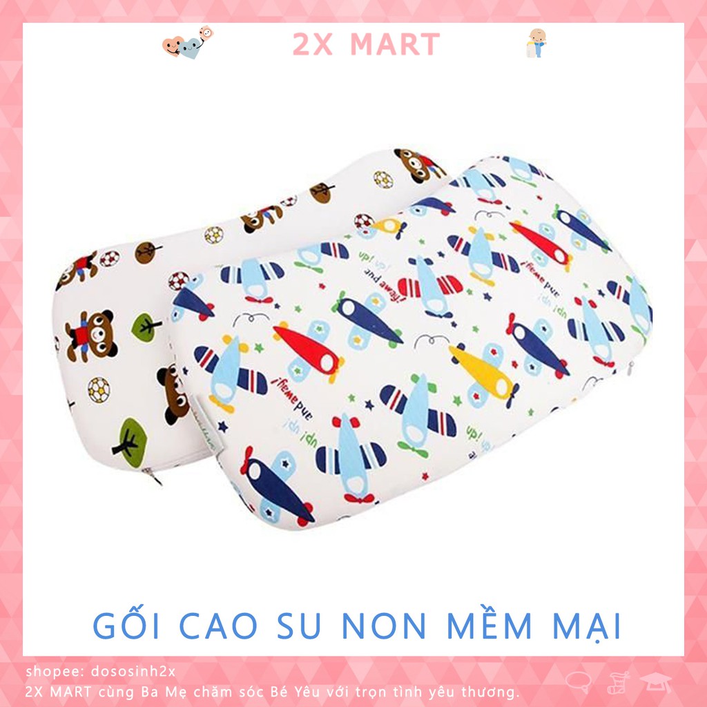 Gối cao su non chống méo đầu trẻ sơ sinh. Gối memory foam mềm mại, đàn hồi, bảo vệ đầu cho bé - 2X MART