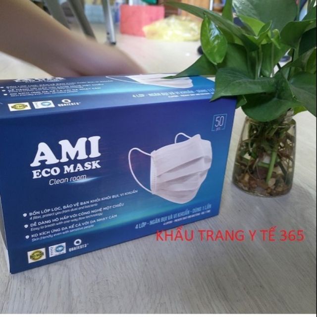 Combo 2 Hộp Khẩu trang AMI_mầu_trắng 4 Lớp,(50 chiếc 1 hộp) 2 trắng