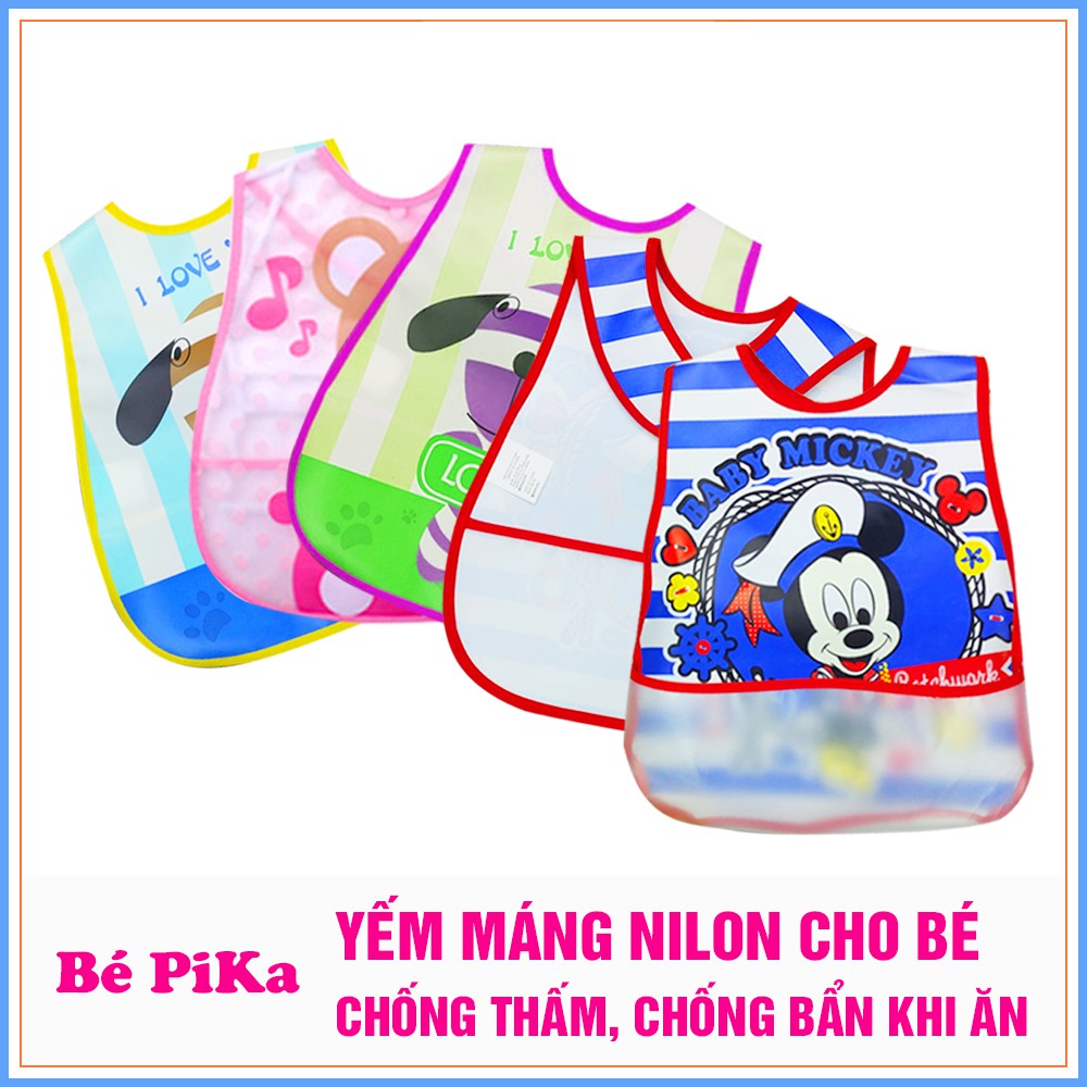 Yếm Máng Ăn Dặm Nilon Chống Thấm Cho Bé