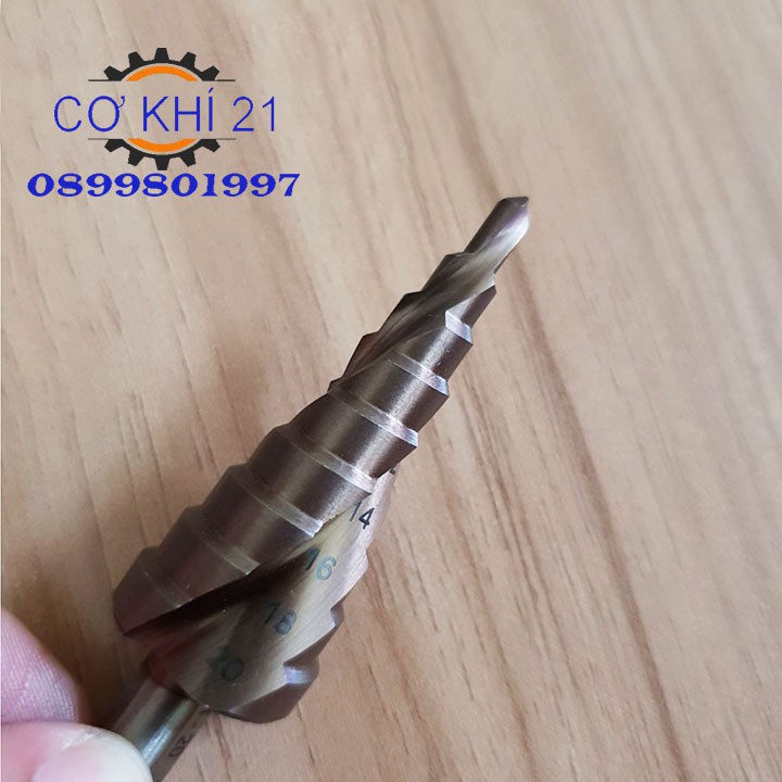 Mũi Khoan Inox, Sắt, Nhôm... Mũi Khoan Tháp 4-20mm Siêu Cứng chuôi tròn