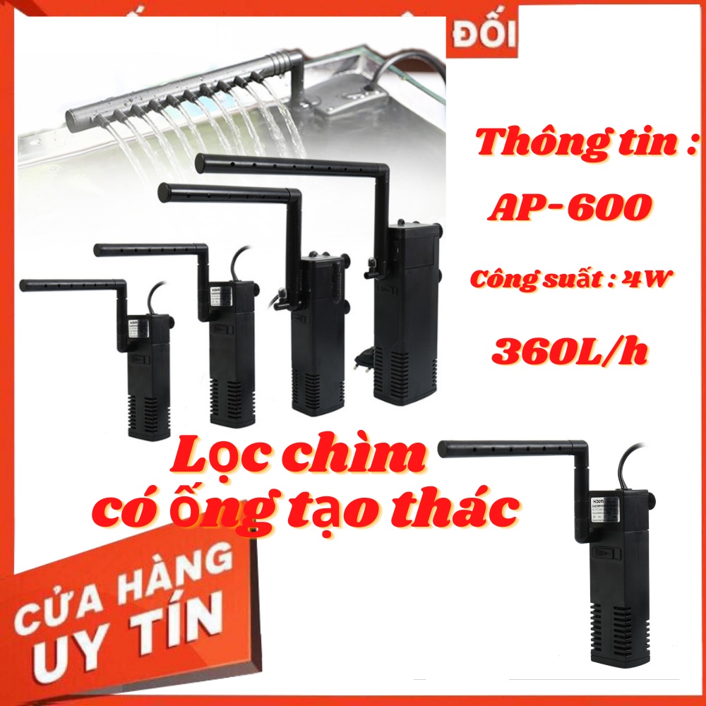 Lọc hồ cá loại chìm có ống nhô lên tạo thác