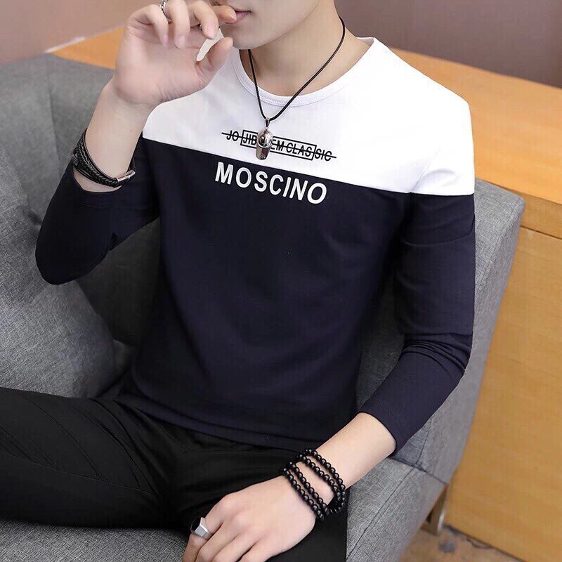 Áo thun nam tay dài cổ tròn Moscino phong cách hàn quốc - ATTD2