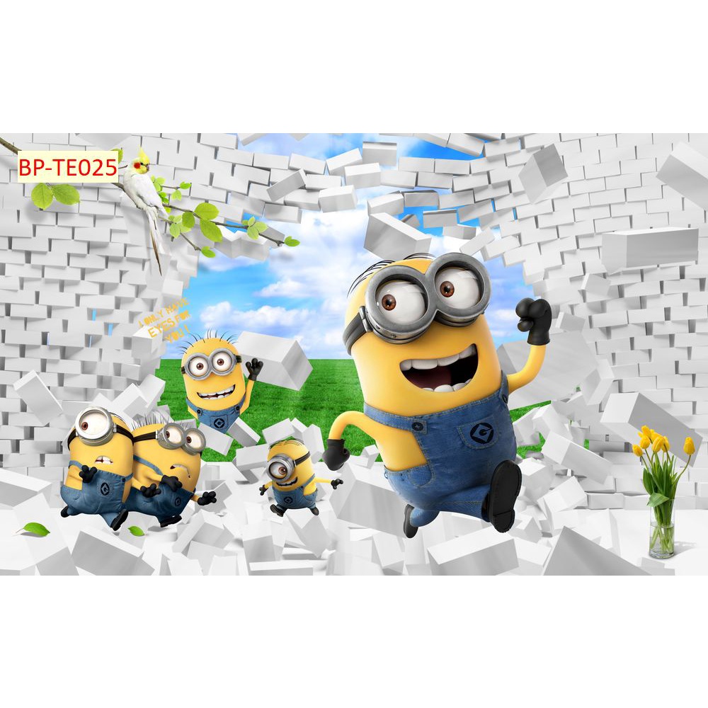 Tranh 3D Dán Tường Phòng Trẻ Em Nhiều Chủ Đề SIÊU VUI NHỘN MINION