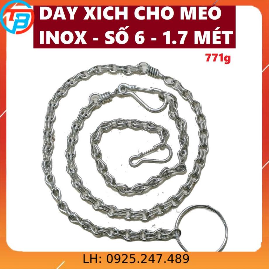Dây xích cho mèo INOX - Số 6 - Dài 1.7 mét CÁP THÉP Thái Bình VinàN