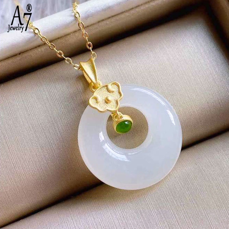 Vòng cổ Bạc Mặt Ngọc Bích A7 Làm Quà Tặng Cho Mẹ