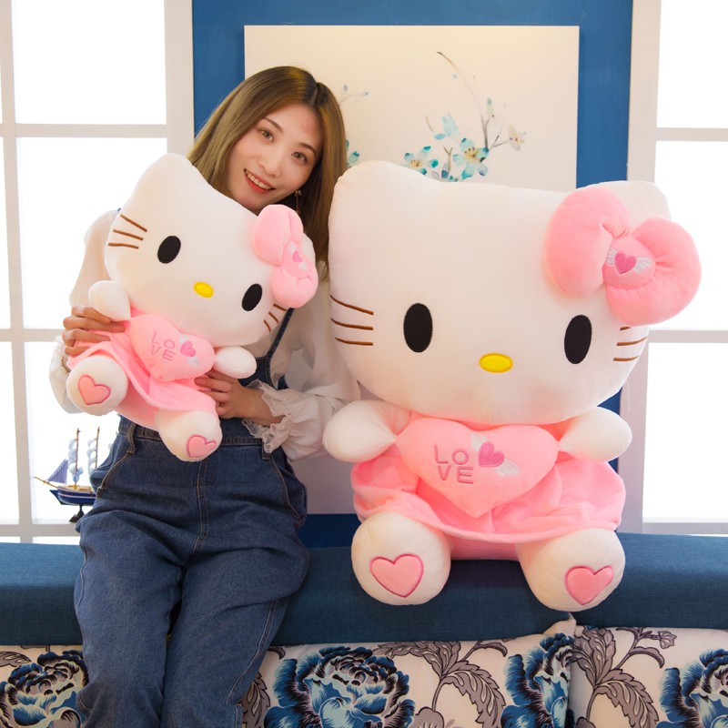 Hello Kitty gấu bông mèo thiên thần váy hồng ôm trái tim cute kích thước 40cm Reply18