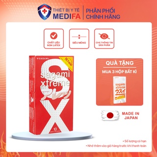 Bao cao su kéo dài thời gian Sagami Xtreme Feel Long gân gai nhỏ, siêu mỏng, Hộp 10 cái