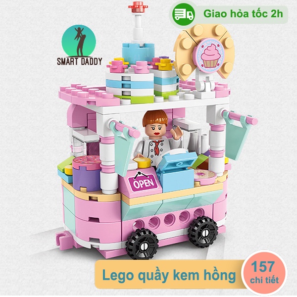 Đồ chơi lego mô hình quầy bán hàng lưu động cho bé