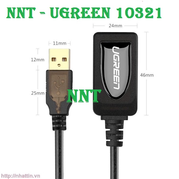 Cáp USB nối dài 10m có chíp khuếch đại chính hãng Ugreen 10321 cao cấp