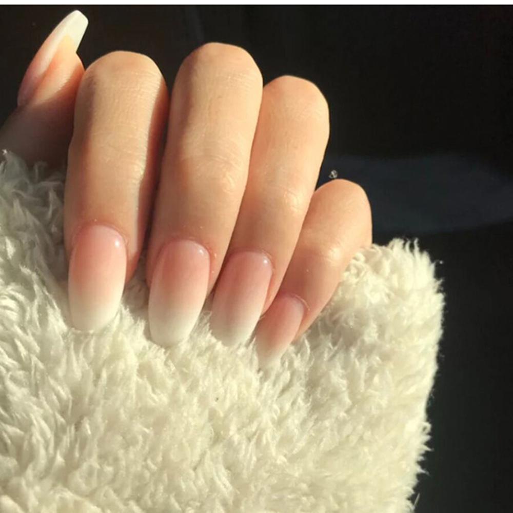 EUCA Bộ 24 Móng Tay Giả Che Phủ Toàn Diện Màu Hồng Xinh Xắn