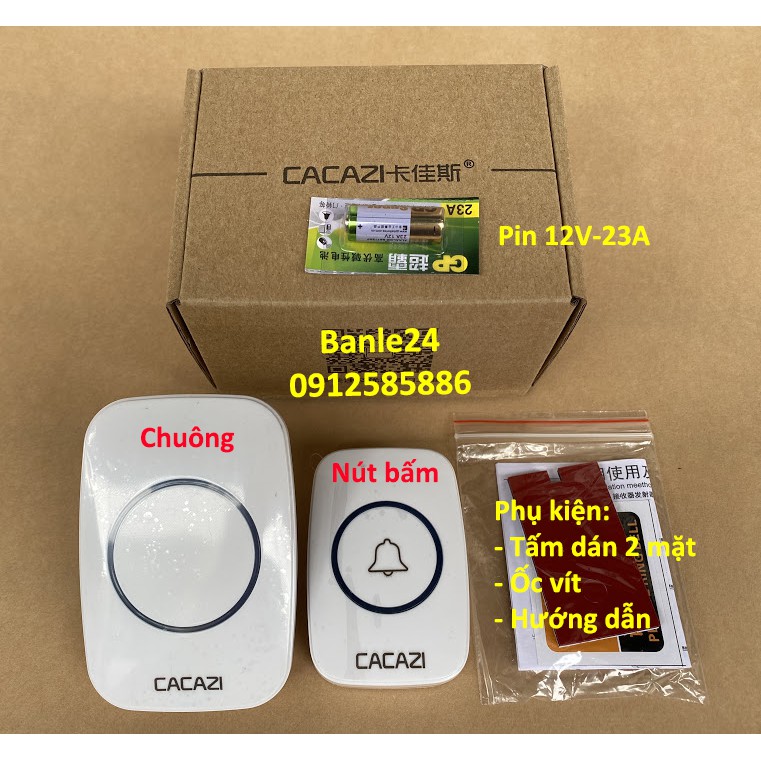 Chuông cửa không dây Cacazi, cực tốt, bảo hành 1 đổi 1 trong 1 tháng