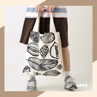 Túi tote vải phong cách vintage 2 ngăn lớn vải dày dặn