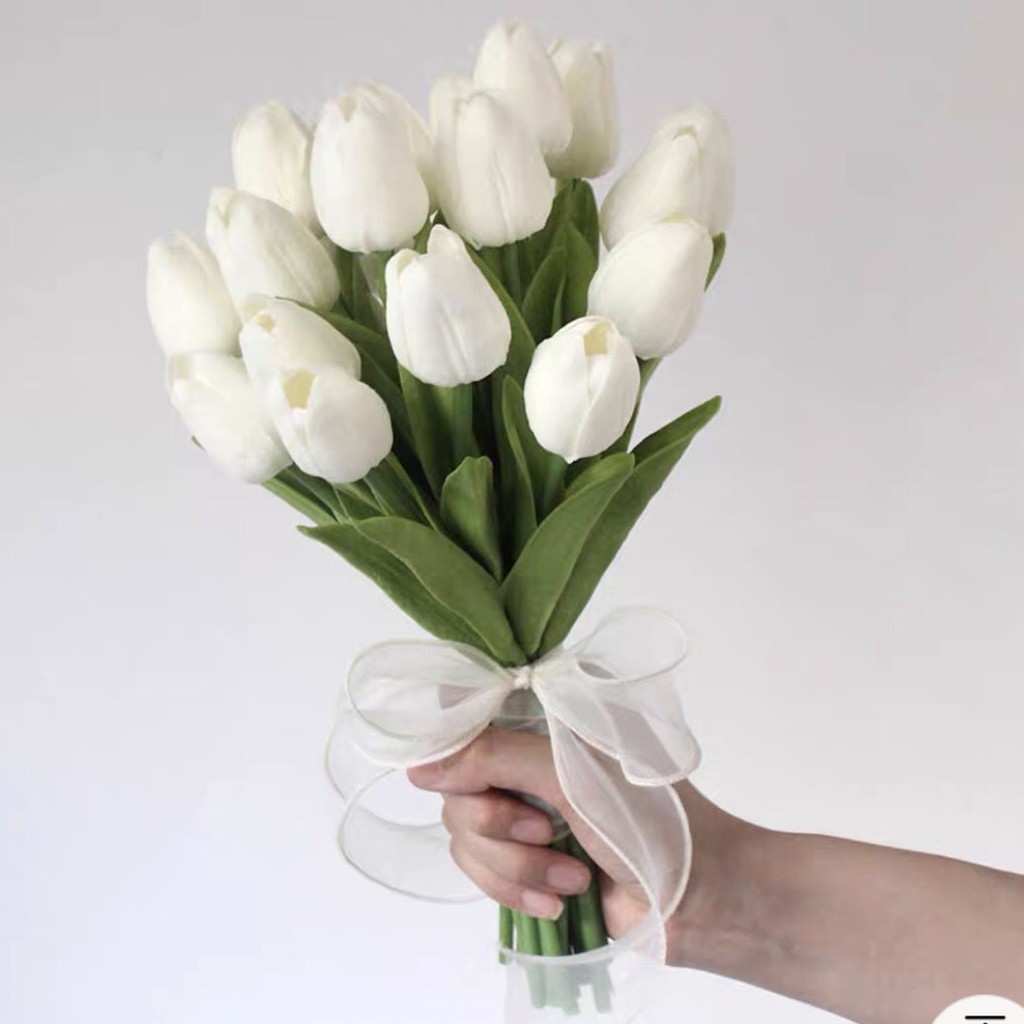 Hoa giả - Hoa tulip lá thẳng PU cao cấp - decor trang trí nhà cửa Lizflower