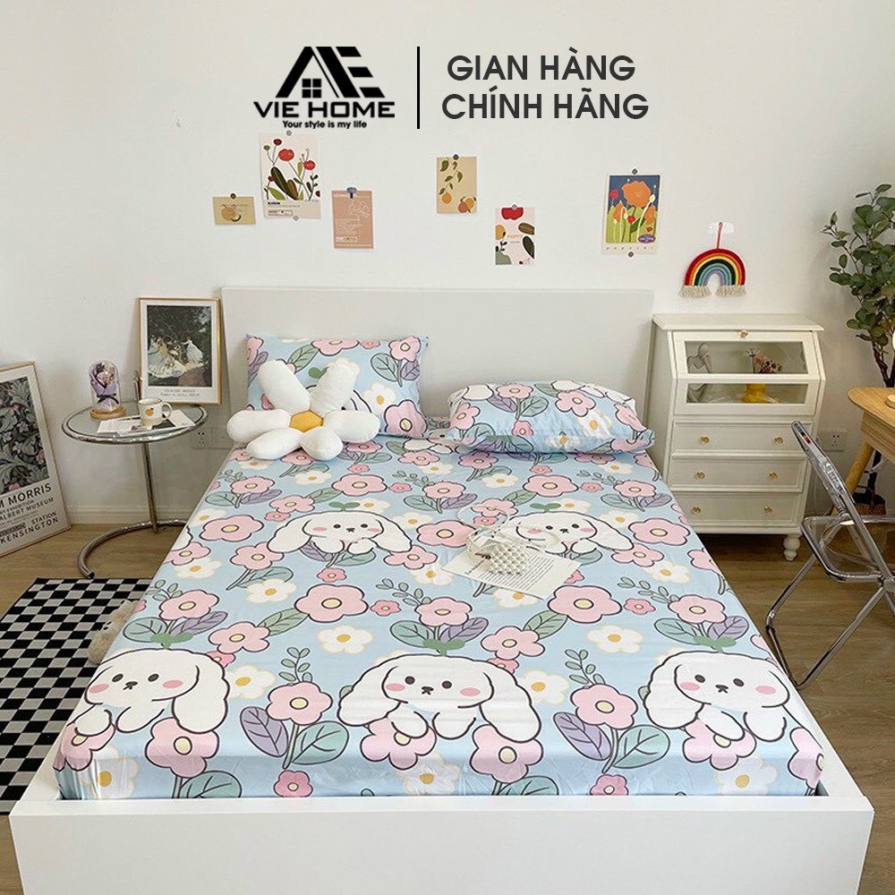 Bộ ga giường Cotton poly VIE Home Bedding đủ size nệm 1m2, 1m4, 1m6, 1m8 nhiều mẫu họa tiết dễ thương