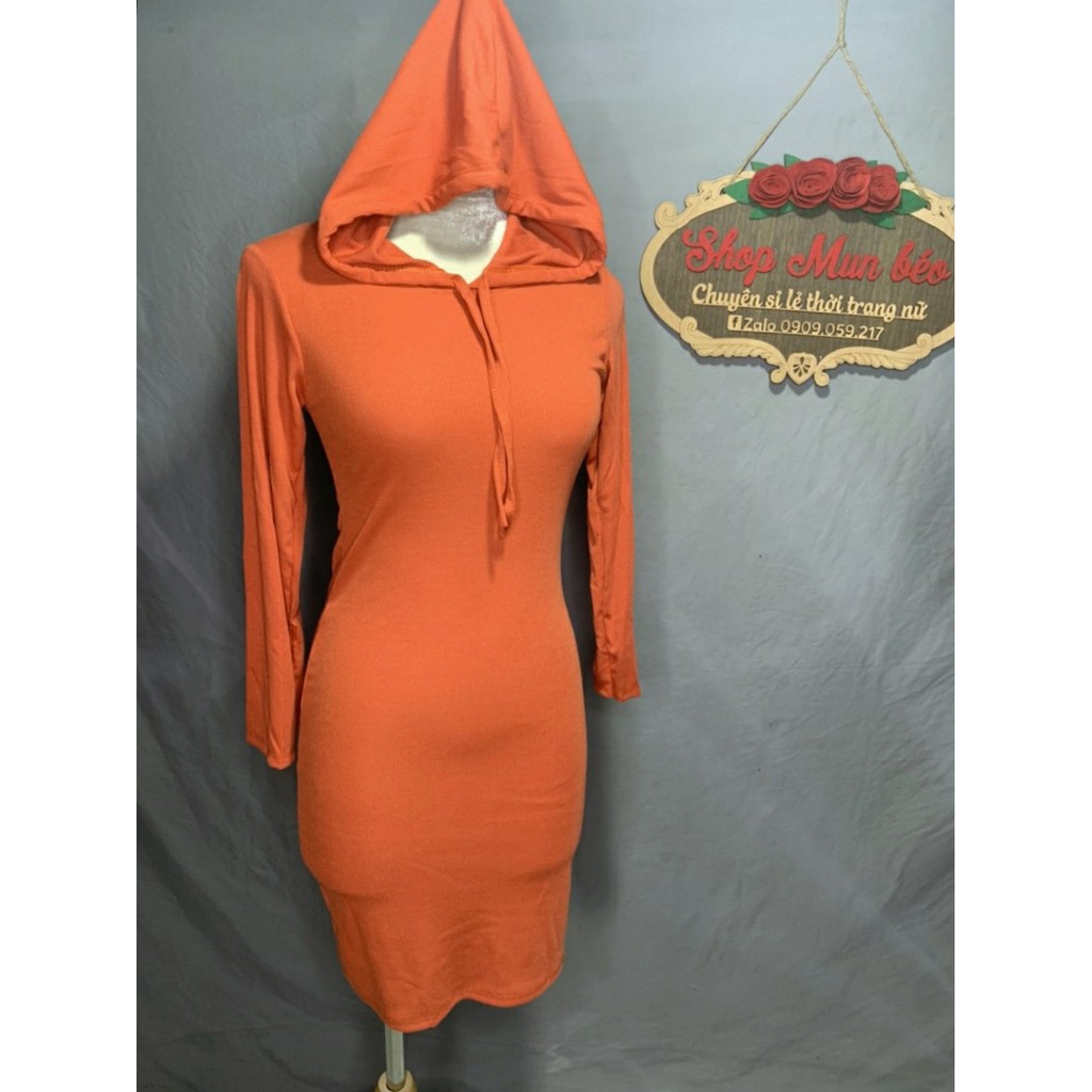 (VIDEO+HÌNH THẬT) Đầm Body Tay Dài Kèm Mũ Sau Lưng | BigBuy360 - bigbuy360.vn