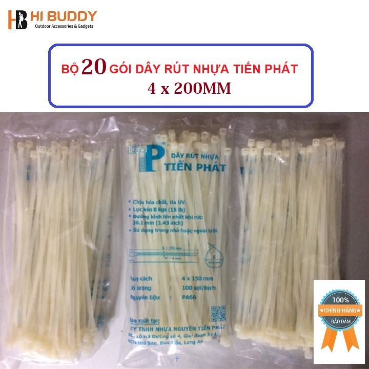 Bộ 20 gói dây rút nhựa Tiến Phát 4 x 200mm