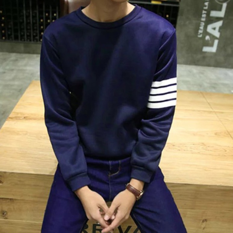 Áo Thun Nam Cổ Tròn Hàn Quốc 2 Sọc Cánh Tay | BigBuy360 - bigbuy360.vn