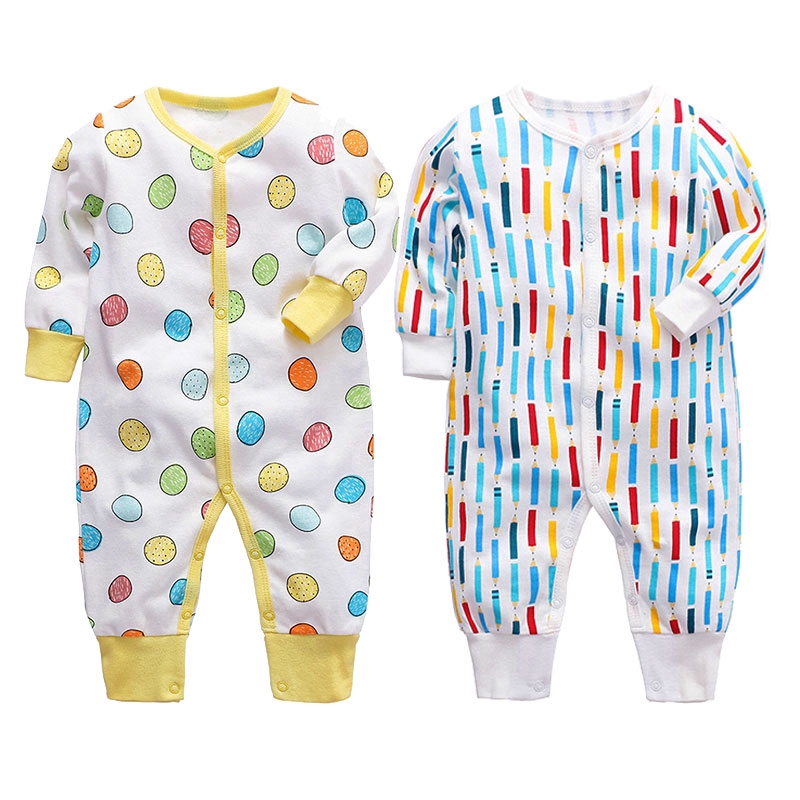 Áo Liền Quần Tay Dài 100% Cotton Cho Bé Trai &amp; Gái Sơ Sinh