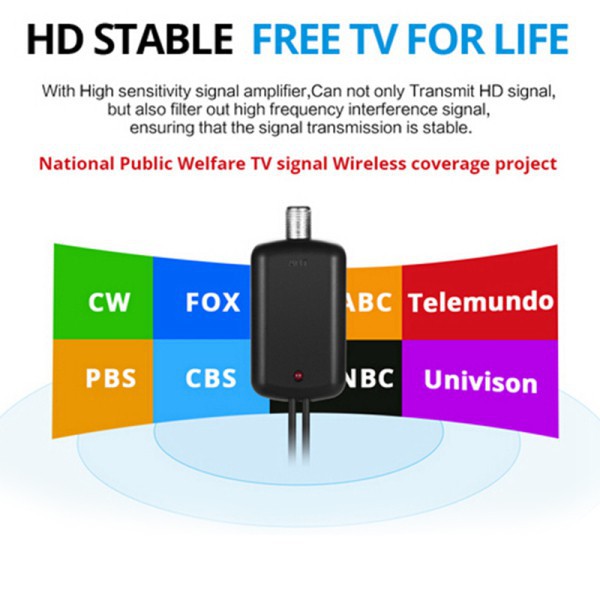 Anten bắt sóng truyền hình kĩ thuật số DVB-T / T2 kèm đầu nối (và bộ khuếch đại tín hiệu)