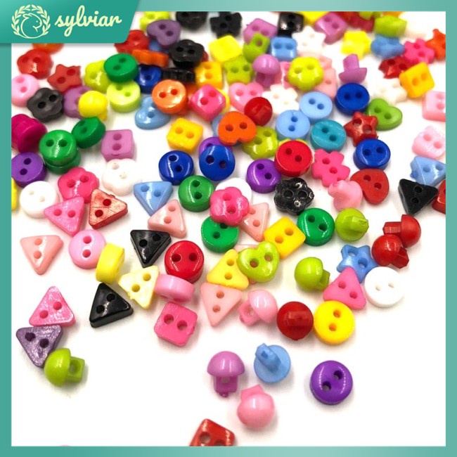 Set 200 Cúc Áo Nhựa Mini 6mm Nhiều Màu Sắc Dùng Để Trang Trí Đồ Thủ Công