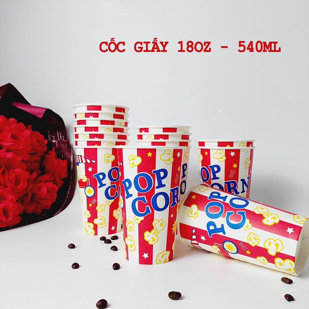 50 cốc giấy đựng bỏng ngô 540ml - 18oz siêu đẹp