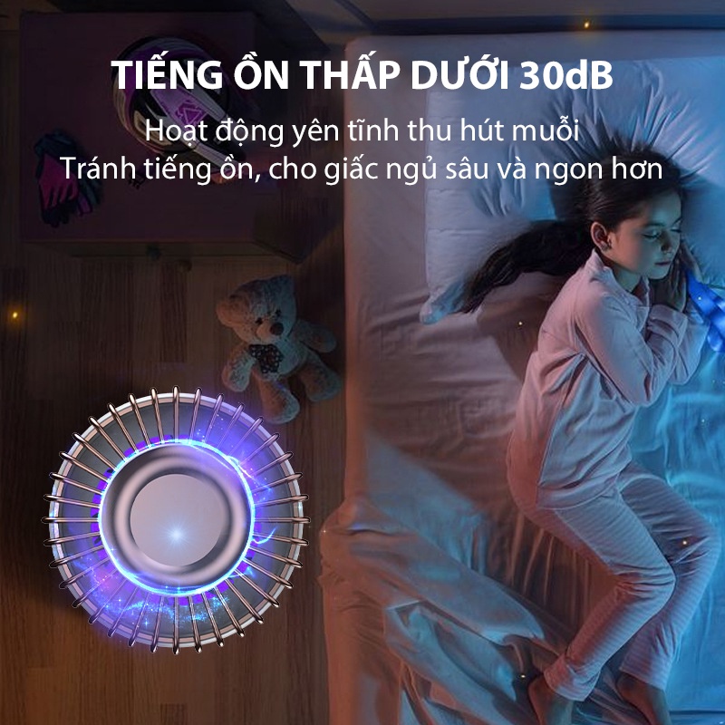 Đèn bắt muỗi hình trụ Jiashi diệt côn trùng điện quang tự động tích hợp đèn ngủ thông minh không ồn - DBM02