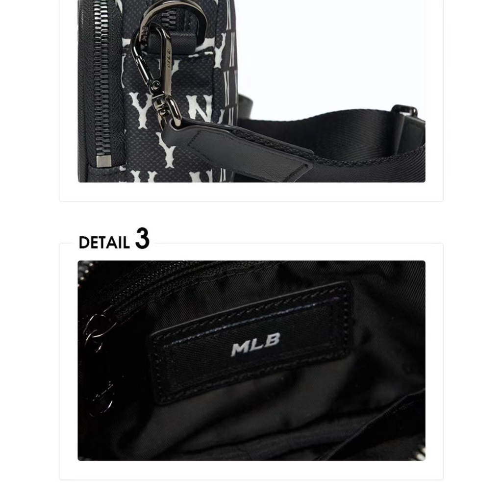 MLB Túi Đeo Chéo Dáng Vuông Nhỏ Thêu Họa Tiết Thời Trang Retro