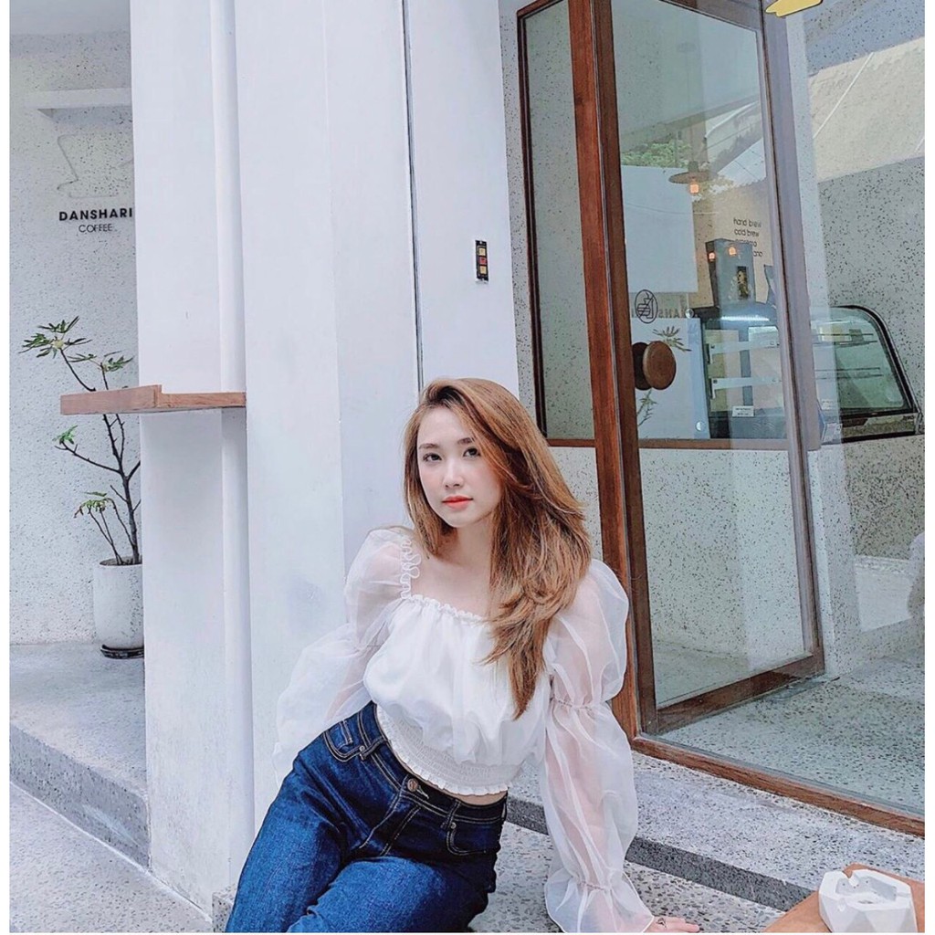 Áo trễ vai tiểu thư kèm hình thật U1909