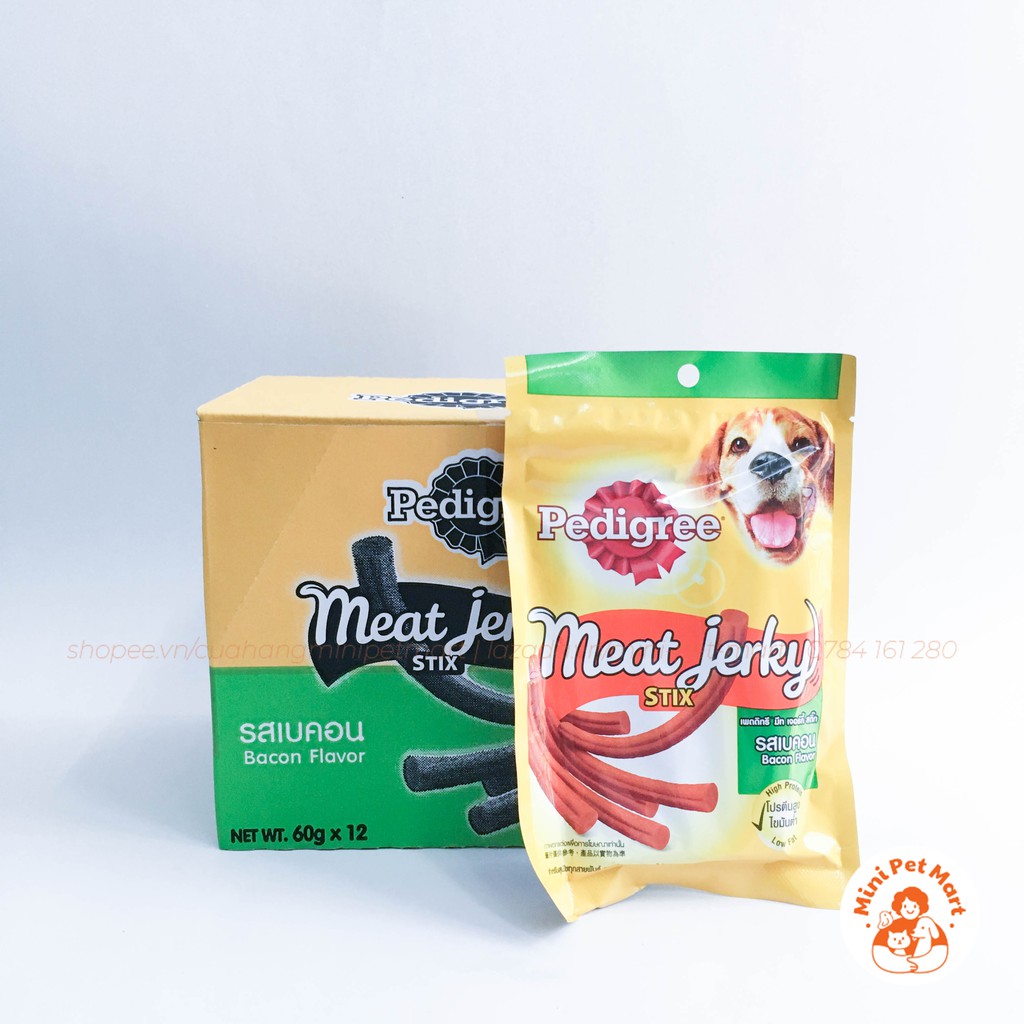 Thức ăn vặt cho chó vị thịt heo muối PEDIGREE 60g (15 cái) - snack, bánh thưởng cho chó