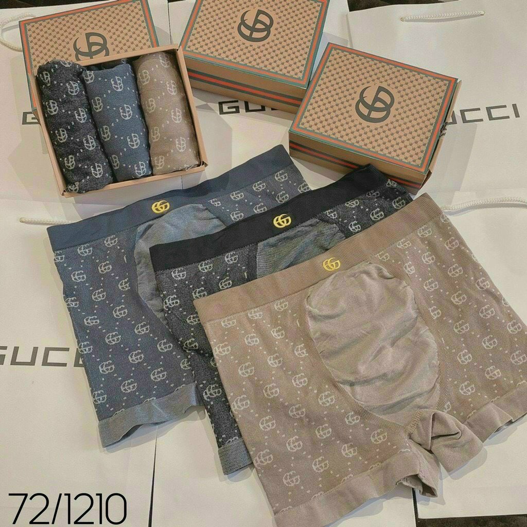 Hộp 3 quần lót cotton nam co giãn 4 chiều cực tốt, thoải mái,  free size từ 45 - 75 kg,