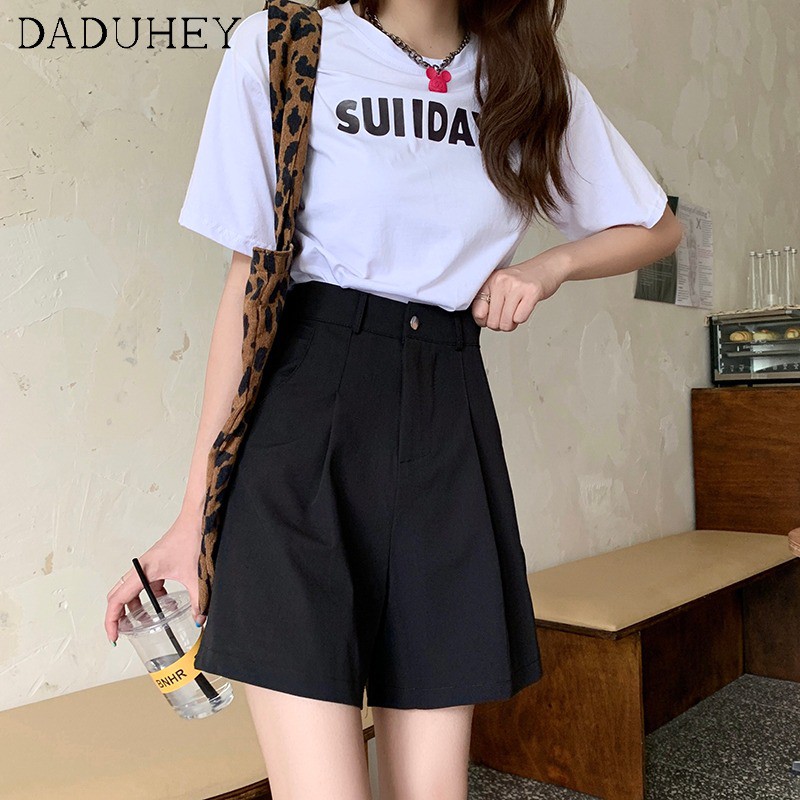 Quần Short Chữ A Lưng Cao Ống Rộng Phong Cách Cơ Bản Thời Trang Mùa Hè