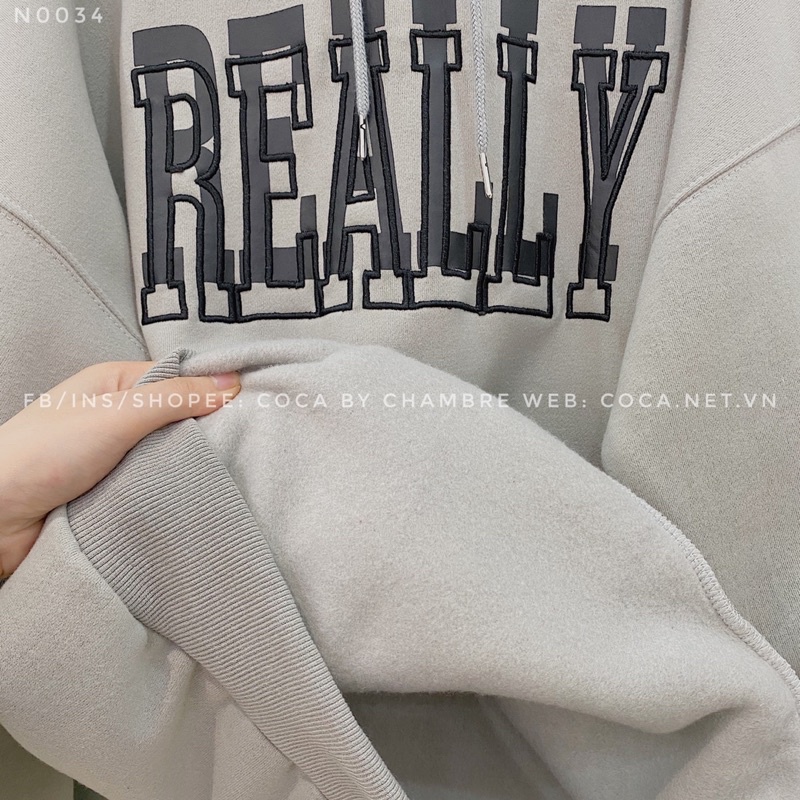 [N0034]📺 Áo HOODIE nỉ bông dày in mix thêu REALLY form rộng (Có sẵn/ảnh thật) | BigBuy360 - bigbuy360.vn