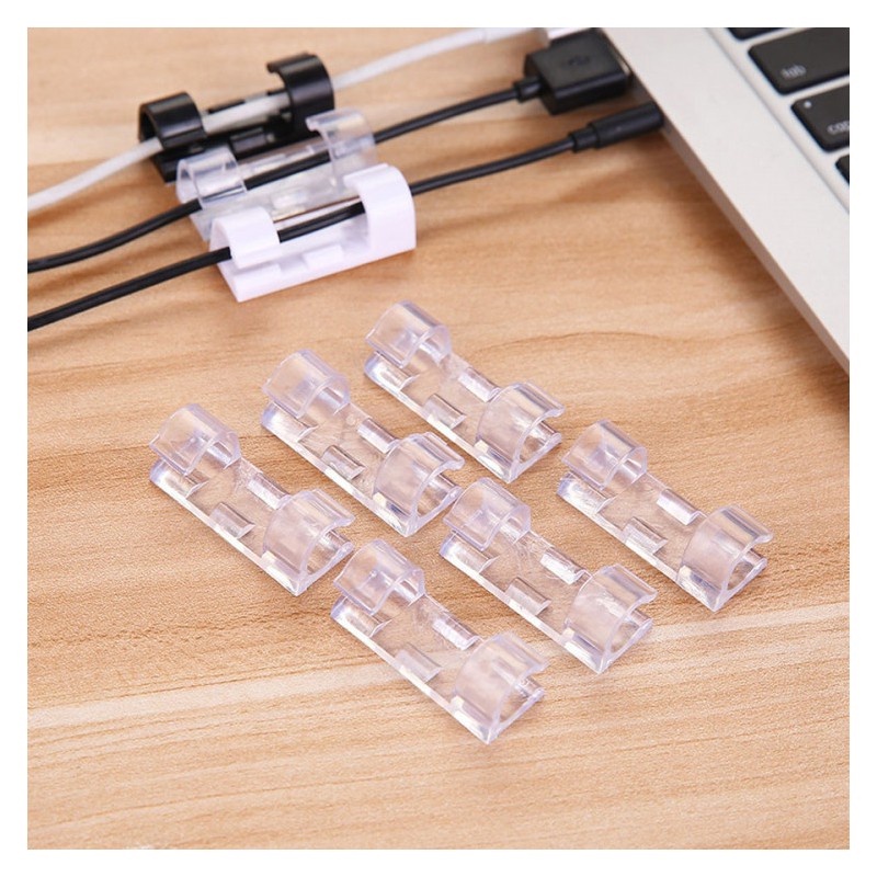 Bộ 20 miếng dán tường đi dây điện trong suốt - kẹp cố định nút giữ luồn dây điện