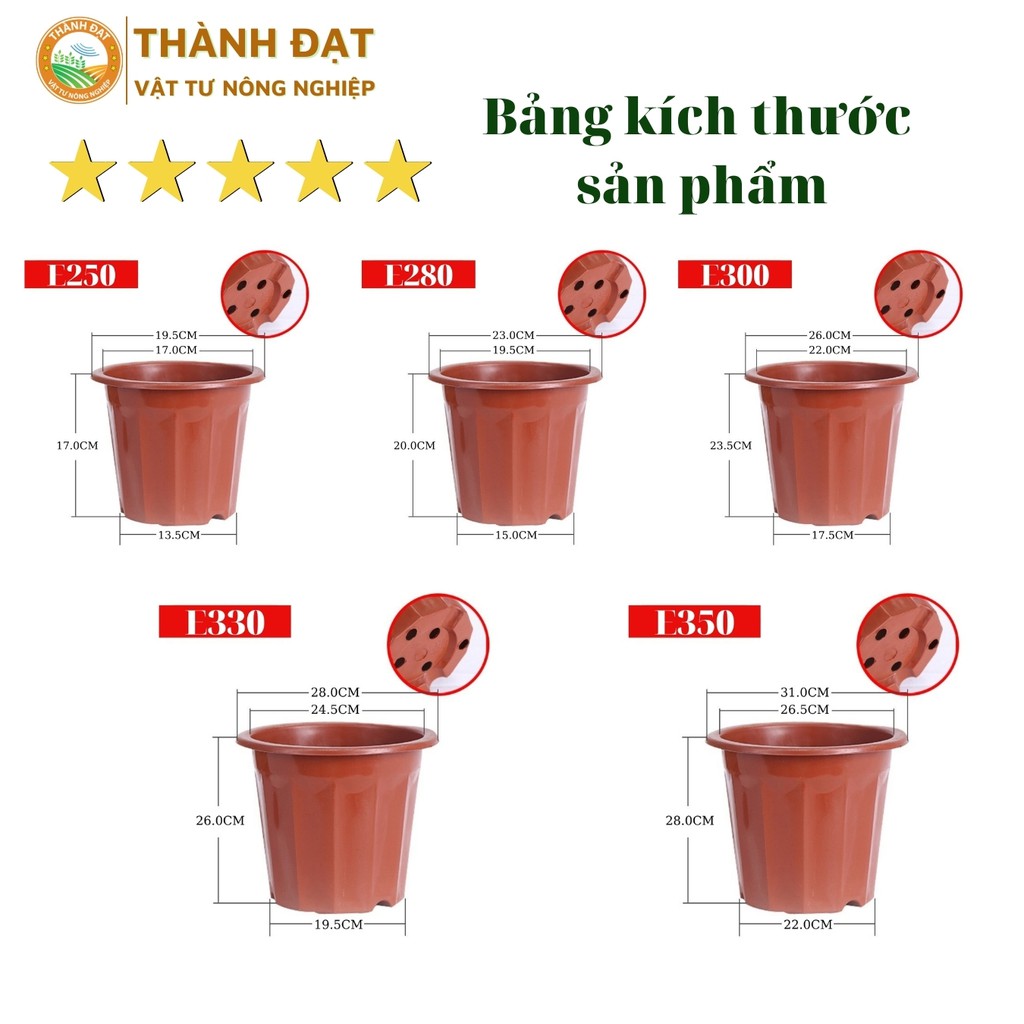 Chậu trồng cây, chậu nhựa trồng cây, ươm cây nhiều cỡ màu nâu