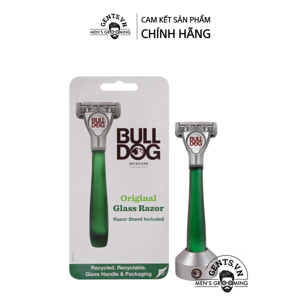 Dao cạo râu 5 lưỡi Bulldog Skincare Original Glass Razor có tay cầm thủy tinh siêu bền, chống bám bẩn